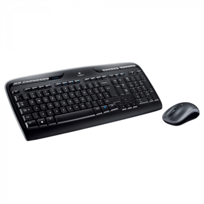 Kit Wireless Logitech MK3300 - Tastatura, USB, Layout UK, Black + Mouse Optic M215, USB, Black