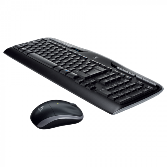 Kit Wireless Logitech MK3300 - Tastatura, USB, Layout UK, Black + Mouse Optic M215, USB, Black