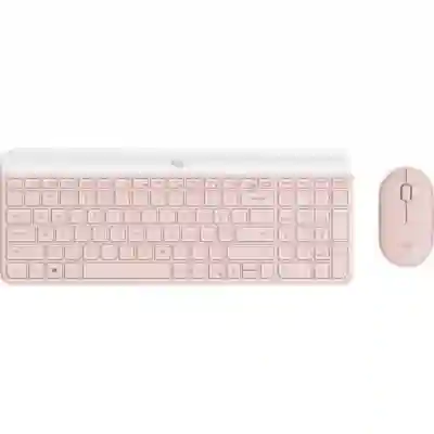 Kit Wireless Logitech MK470 - Tastatura, USB Wireless, Layout US, Rose + Mouse Optic, USB Wireless, Rose