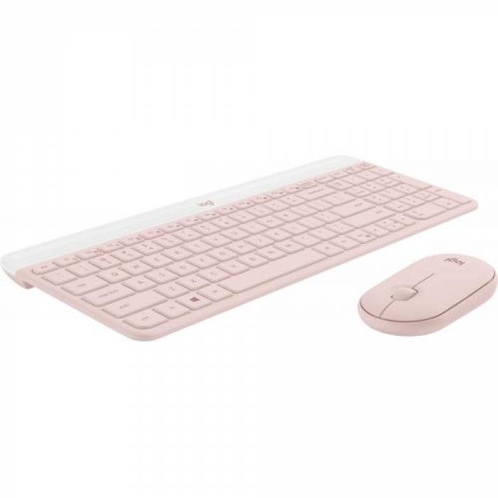 Kit Wireless Logitech MK470 - Tastatura, USB Wireless, Layout US, Rose + Mouse Optic, USB Wireless, Rose