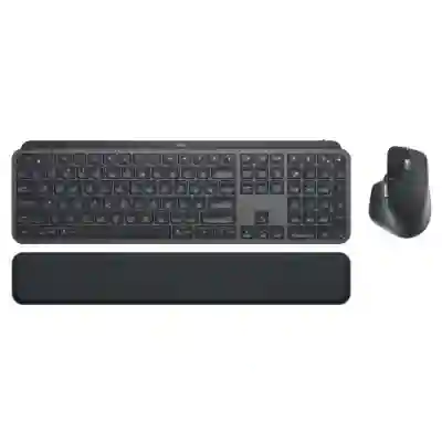 Kit Wireless Logitech MX KEYS Combo for Business Gen2 - Tastatura MX KEYS, Bluetooth, Layout US, Graphite + Mouse Optic MX Master 3S, Bluetooth, Graphite
