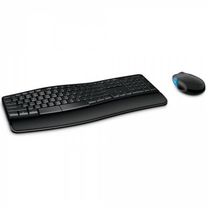 Kit Wireless Microsoft Sculpt Comfort Desktop - Tastatura, USB, Black + Mouse BlueTrack, USB, Black