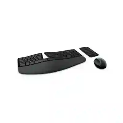 Kit Wireless Microsoft Sculpt Ergonomic Desktop - Tastatura, USB, Black + Mouse, USB, Black