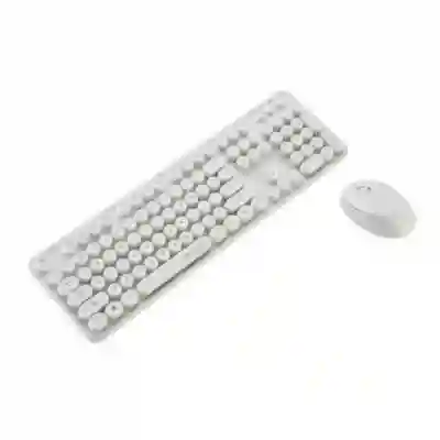 Kit Wireless Serioux Retro Light 9910WH - Tastatura, USB, White + Mouse Optic, USB, White