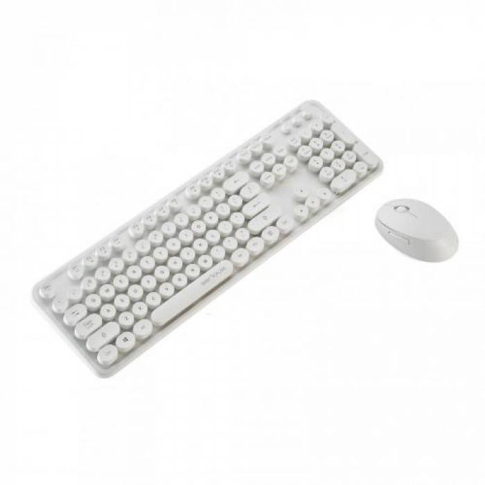 Kit Wireless Serioux Retro Light 9910WH - Tastatura, USB, White + Mouse Optic, USB, White