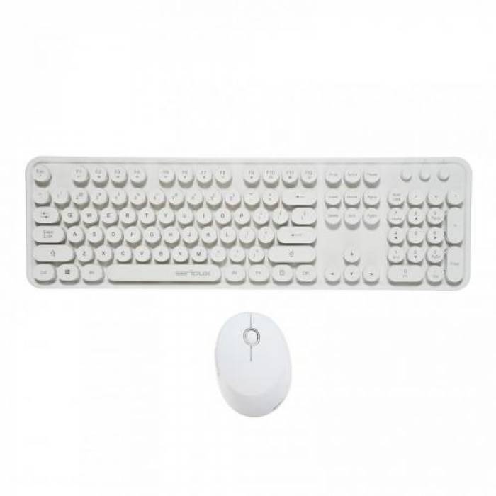 Kit Wireless Serioux Retro Light 9910WH - Tastatura, USB, White + Mouse Optic, USB, White