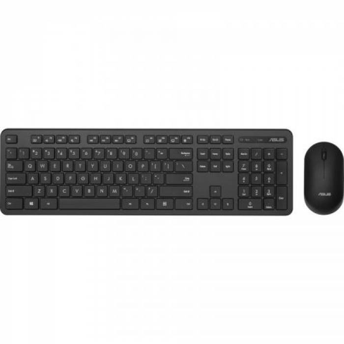 Kit wireless Tastatura Asus CW100, USB, Black + Mouse Optic, USB, Black