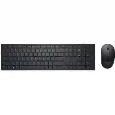 Kit Wireless Tastatura Dell KM3322W, Layout RO, USB, Black + Mouse optic, USB, Black