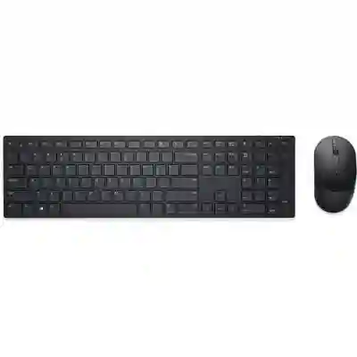 Kit Wireless Tastatura Dell KM3322W, USB, Black + Mouse optic, USB, Black