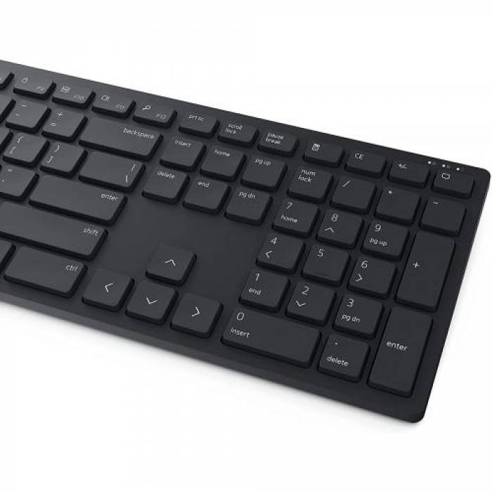 Kit Wireless Tastatura Dell KM3322W, USB, Black + Mouse optic, USB, Black