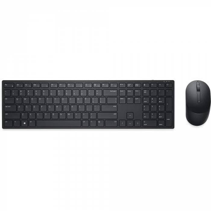 Kit Wireless Tastatura Dell KM3322W, USB, Black + Mouse optic, USB, Black