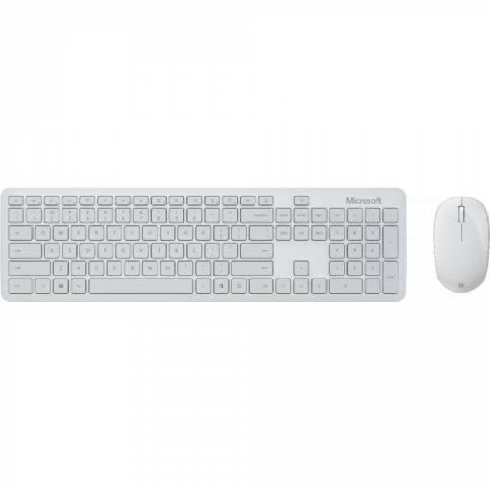 Kit wireless Tastatura Microsoft, USB, Black + Mouse optic, USB, Glacier