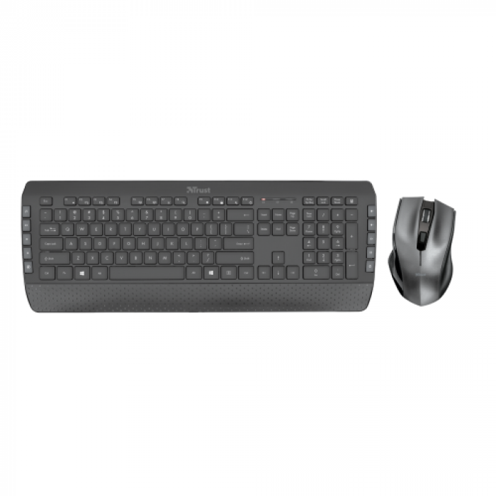 Kit Wireless Trust Tecla 2 Tastatura USB, Black + Mouse optic, USB, Black