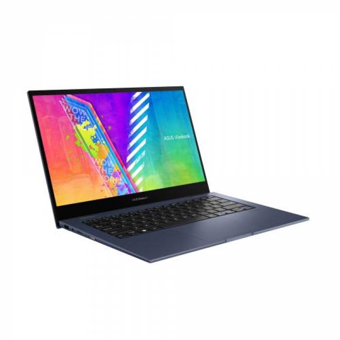 Laptop 2-in-1 ASUS Vivobook Flip 14 TP1401KA-EC062W, 14inch Touch, Intel Pentium Silver N6000, RAM 8GB, SSD 256GB, Intel UHD Graphics, Windows 11 S, Quiet Blue