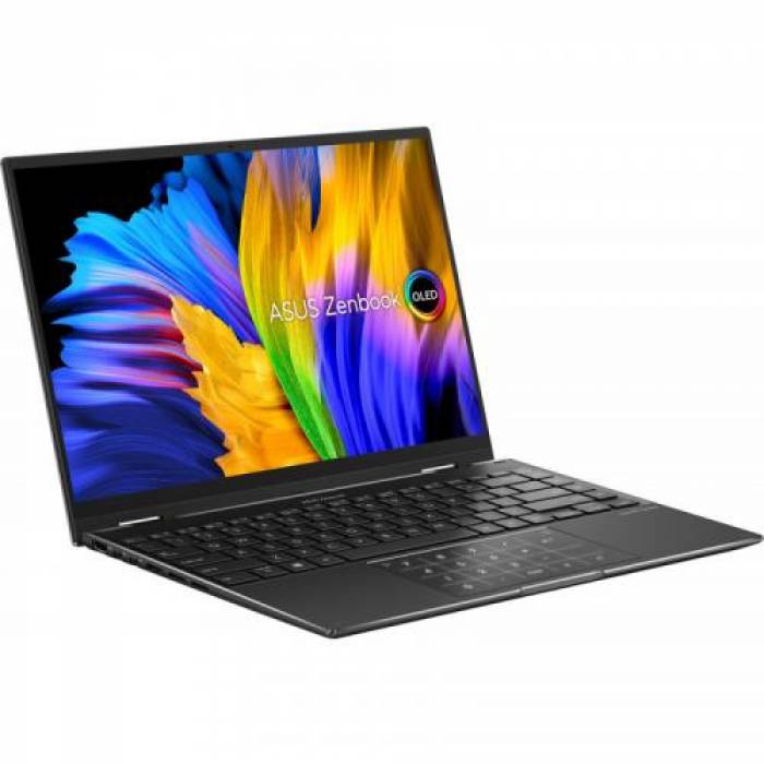 Laptop 2-in-1 ASUS ZenBook 14 Flip OLED UN5401QA-KN161X, AMD Ryzen 7 5800H, 14inch Touch, RAM 16GB, SSD 1TB, AMD Radeon Graphics, Windows 11 Pro, Jade Black