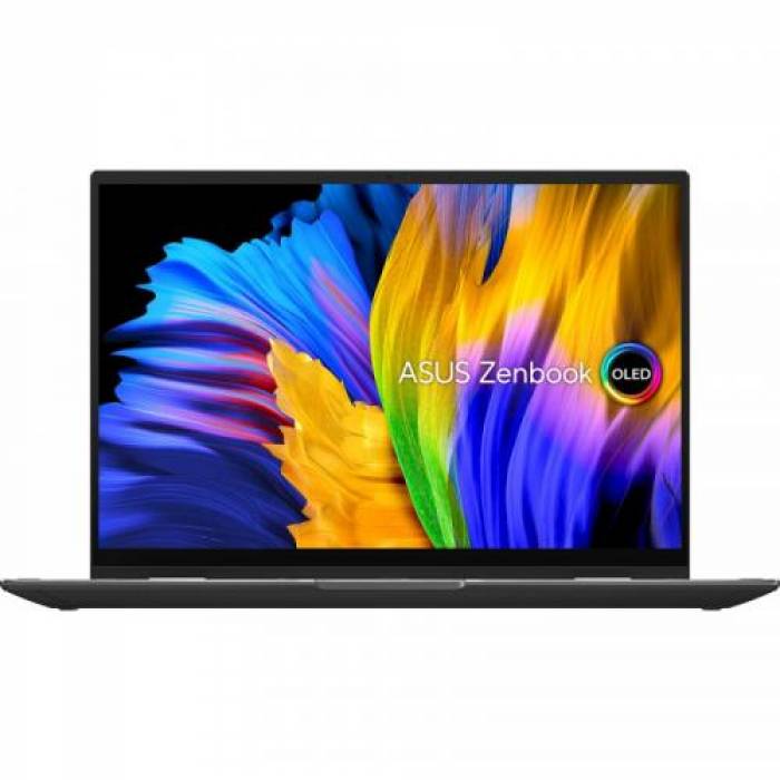 Laptop 2-in-1 ASUS ZenBook 14 Flip OLED UN5401QA-KN161X, AMD Ryzen 7 5800H, 14inch Touch, RAM 16GB, SSD 1TB, AMD Radeon Graphics, Windows 11 Pro, Jade Black