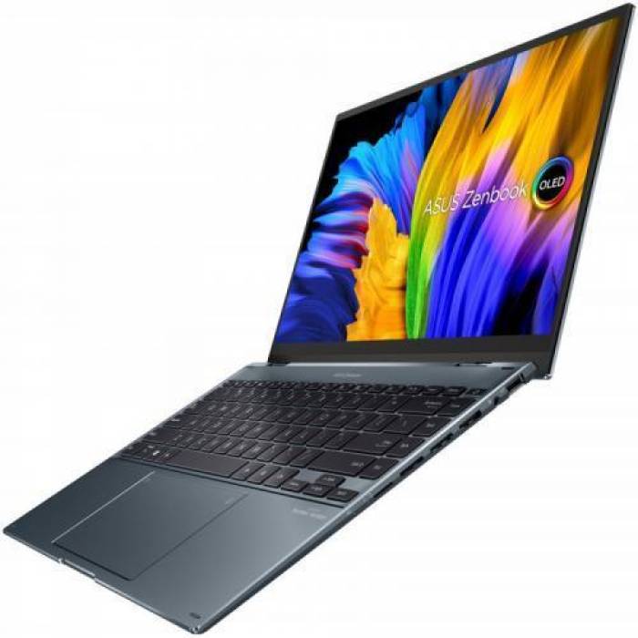 Laptop 2-in-1 ASUS ZenBook 14 Flip OLED UP5401EA-KN094X, Intel Core i7-1165G7, 14inch Touch, RAM 16GB, SSD 1TB, Intel Iris Xe Graphics, Windows 11 Pro, Pine Grey