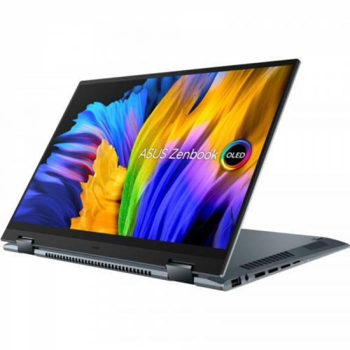 Laptop 2-in-1 ASUS ZenBook 14 Flip OLED UP5401EA-KN094X, Intel Core i7-1165G7, 14inch Touch, RAM 16GB, SSD 1TB, Intel Iris Xe Graphics, Windows 11 Pro, Pine Grey