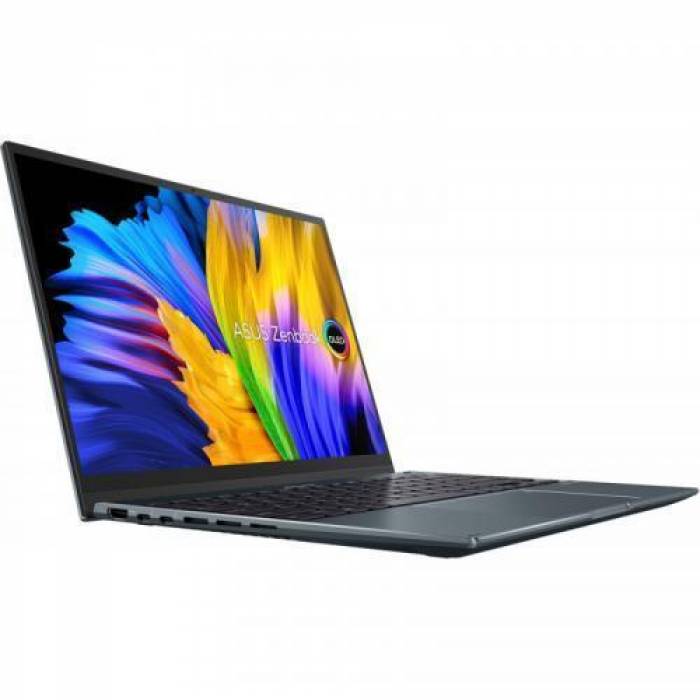 Laptop 2-in-1 ASUS Zenbook 14 Flip OLED UP5401EA-KN107X, Intel Core i7-1165G7, 14inch Touch, RAM 16GB, SSD 512GB, Intel Iris Xe Graphics, Windows 11 Pro, Pine Grey