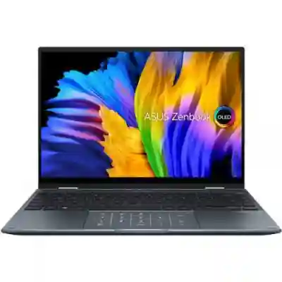 Laptop 2-in-1 ASUS Zenbook 14 Flip OLED UP5401EA-KN107X, Intel Core i7-1165G7, 14inch Touch, RAM 16GB, SSD 512GB, Intel Iris Xe Graphics, Windows 11 Pro, Pine Grey