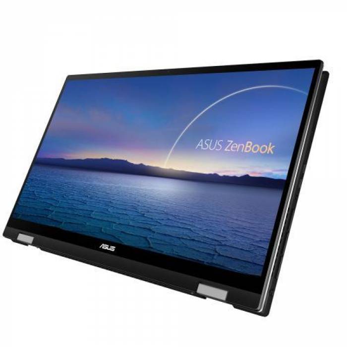 Laptop 2-in-1 Asus ZenBook Flip UX564EI-H2052W, Intel Core i7-1165G7, 15.6inch Touch, RAM 16GB, SSD 1TB + 32GB Intel Optane, nVidia GeForce GTX 1650 Ti Max-Q 4GB, Windows 11, Mineral Grey