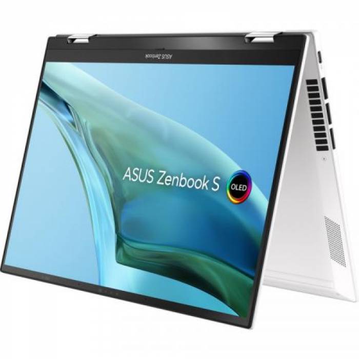 Laptop 2-in-1 ASUS ZenBook S 13 Flip OLED UP5302ZA-LX350X, Intel Core i7-1260P, 13.3inch Touch, RAM 16GB, SSD 1TB, Intel Iris Xe Graphics, Windows 11 Pro, Refined White