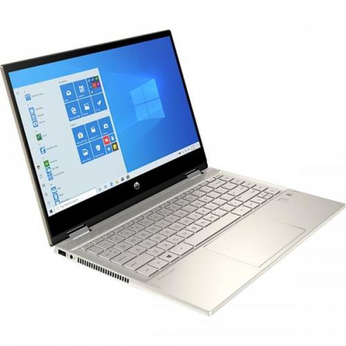 Laptop 2-in-1 HP Pavilion x360 14-dw1016na, Intel Core i7-1165G7, 14inch Touch, RAM 16GB, SSD 1TB, Intel Iris Xe Graphics, Windows 10, Warm Gold