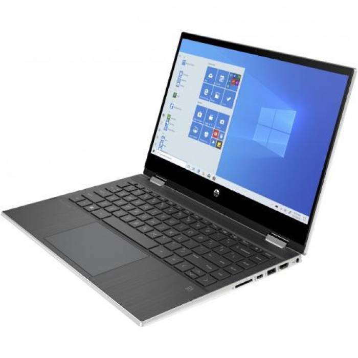 Laptop 2-in-1 HP Pavilion x360 14-dw1021na, Intel Core i7-1165G7, 14inch Touch, RAM 8GB, SSD 512GB, Intel Iris Xe Graphics, Windows 10, Natural Silver