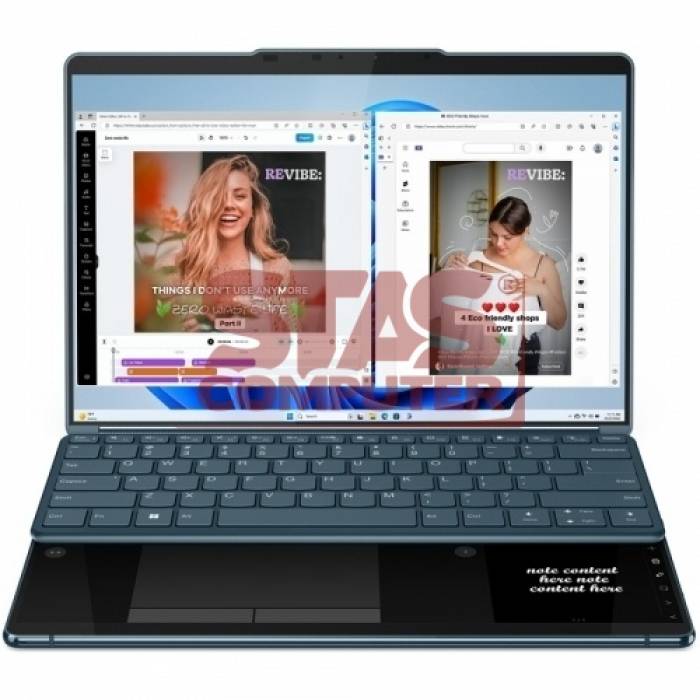 Laptop 2-in-1 Lenovo Yoga Book 9 13IMU9, Intel Core Ultra 7 155U, 2x 13.3inch Touch, RAM 16GB, SSD 1TB, Intel Graphics, Windows 11, Tidal Teal