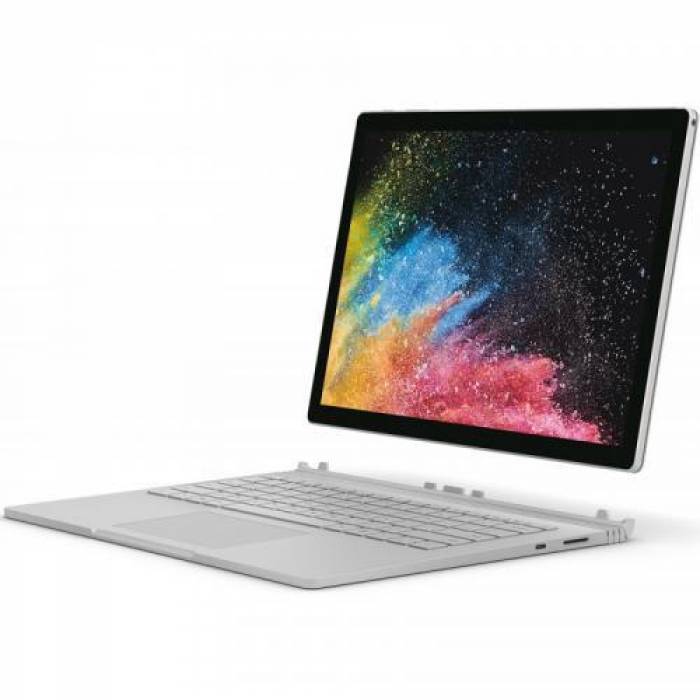 Laptop 2-in-1 Microsoft Surface Book 2 PGU-00013, Intel Core i5-8350U, 13.5inch Touch, RAM 8GB, SSD 256GB, Intel UHD Graphics 620, Windows 10 Pro, Silver