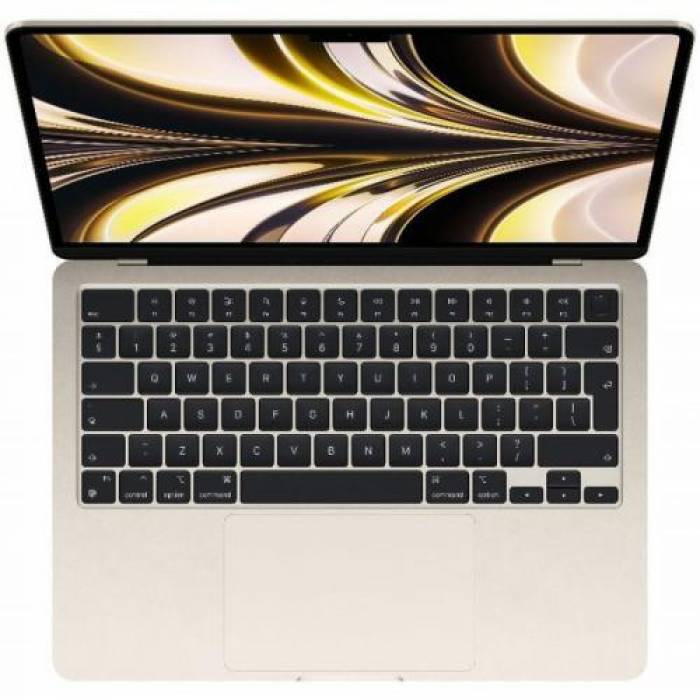 Laptop Apple MacBook Air 13 with Liquid Retina (2022), Apple M2 Octa Core, 13.6inch, RAM 16GB, SSD 512GB, Apple M2 10 Core Graphics, Int KB, macOS Monterey, Starlight