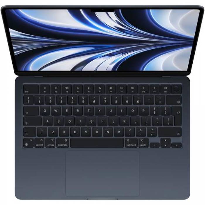 Laptop Apple MacBook Air 13 with Liquid Retina (2022), Apple M2 Octa Core, 13.6inch, RAM 8GB, SSD 256GB, Apple M2 8 Core Graphics, Int KB, macOS Monterey, Midnight