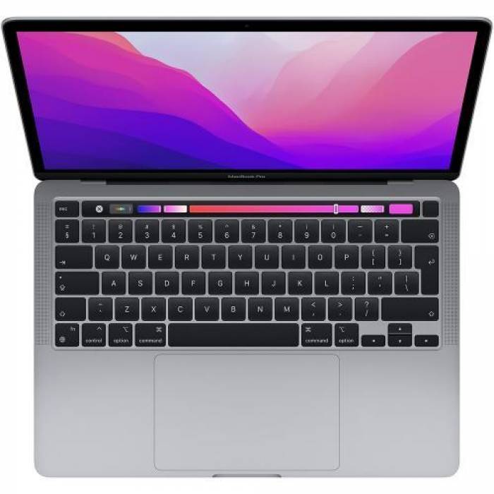 Laptop Apple MacBook Pro 13 (2022) Retina with Touch Bar, Apple M2 Octa Core, 13.3inch, RAM 8GB, SSD 256GB, Apple M2 10 core Graphics, Int KB, macOS Monterey, Space Grey