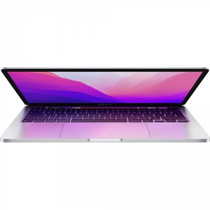 Laptop Apple MacBook Pro 13 (2022) Retina with Touch Bar, Apple M2 Octa Core, 13.3inch, RAM 8GB, SSD 256GB, Apple M2 10 core Graphics, RO KB, macOS Monterey, Silver