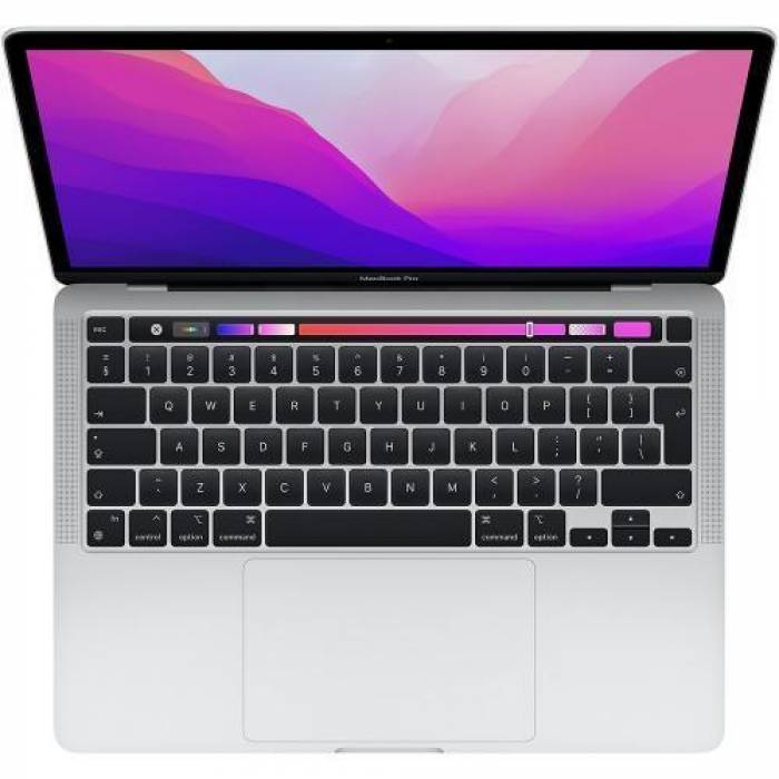 Laptop Apple MacBook Pro 13 (2022) Retina with Touch Bar, Apple M2 Octa Core, 13.3inch, RAM 8GB, SSD 512GB, Apple M2 10 core Graphics, Int KB, macOS Monterey, Silver