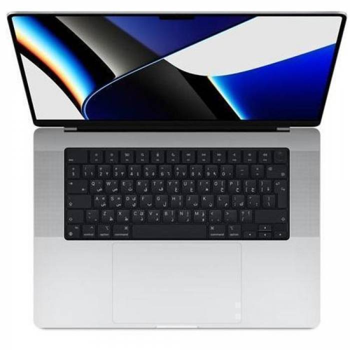 Laptop Apple MacBook Pro 16, Apple M1 Max Deca Core, 16.2inch, RAM 32GB, SSD 512GB, Apple M1 Max 32 core Graphics, MacOS Monterey, Silver