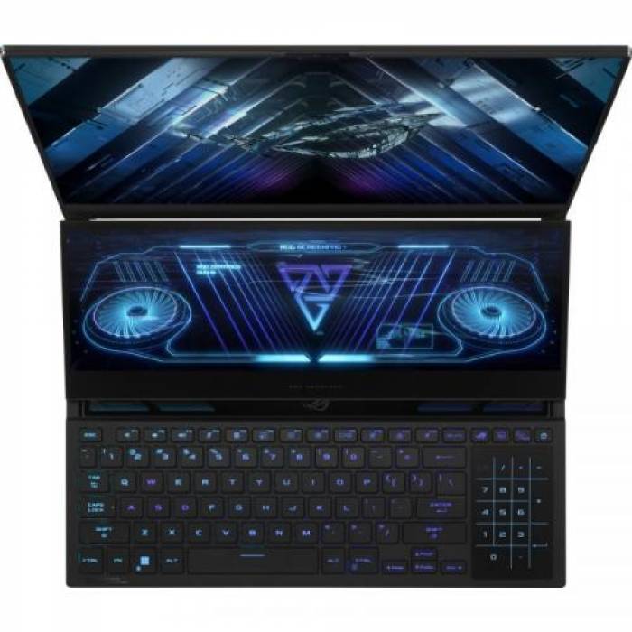 Laptop ASUS ROG Zephyrus Duo 16 MiniLED GX650PY-NM049W, AMD Ryzen 9 7945HX, 16 inch, RAM 32GB, SSD 2TB, nVidia GeForce RTX 4090 16GB, Windows 11, Black