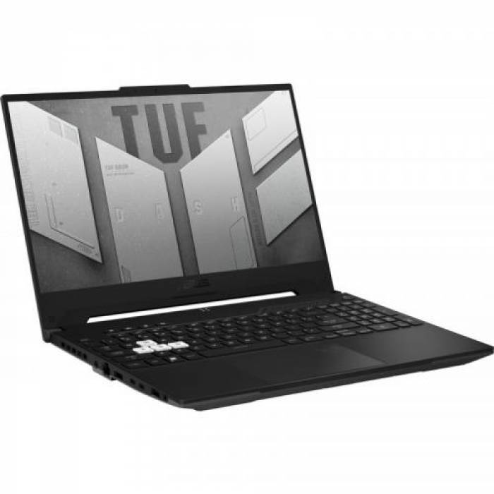 Laptop ASUS TUF Dash F15 FX517ZE-HN002, Intel Core i7-12650H, 15.6inch, RAM 16GB, SSD 512GB, nVidia GeForce RTX 3050 Ti 4GB, No OS, Off Black