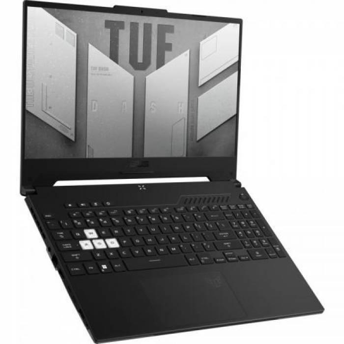 Laptop ASUS TUF Dash F15FX517ZC-HN058, Intel Core i5-12450H, 15.6inch, RAM 16GB, SSD 512GB, nVidia GeForce RTX 3050 4GB, No OS, Off Black