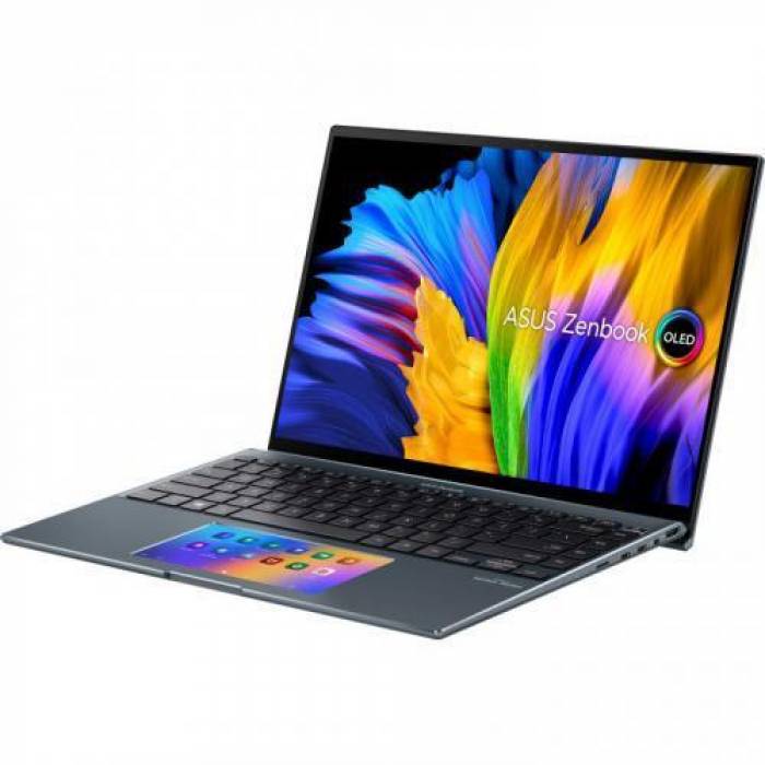 Laptop ASUS ZenBook 14X OLED UX5400EA-KN122X, Intel Core i7-1165G7, 14inch Touch, RAM 16GB, SSD 1TB, Intel Iris Xe Graphics, Windows 11 Pro, Pine Grey