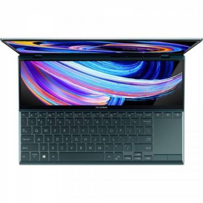 Laptop ASUS ZenBook Duo 14 UX482EAR-HY357X, Intel Core i7-1195G7, 14inch Touch, RAM 16GB, SSD 1TB, Intel Iris Xe Graphics, Windows 11 Pro, Celestial Blue