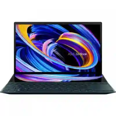 Laptop ASUS ZenBook Duo 14 UX482EAR-HY357X, Intel Core i7-1195G7, 14inch Touch, RAM 16GB, SSD 1TB, Intel Iris Xe Graphics, Windows 11 Pro, Celestial Blue