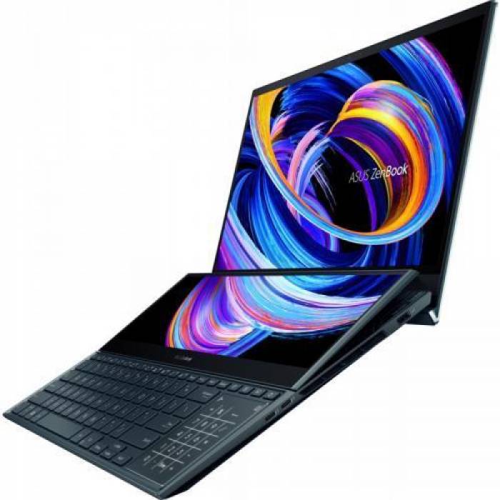 Laptop ASUS ZenBook Pro Duo UX582ZM-H2009X, Intel Core i9-12900H, 15.6inch Touch, RAM 32GB, SSD 1TB, Intel Iris Xe Graphics, Windows 11 Pro, Celestial Blue