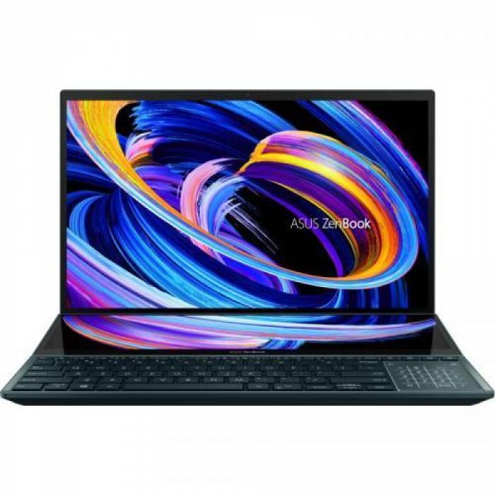 Laptop ASUS ZenBook Pro Duo UX582ZM-H2009X, Intel Core i9-12900H, 15.6inch Touch, RAM 32GB, SSD 1TB, Intel Iris Xe Graphics, Windows 11 Pro, Celestial Blue