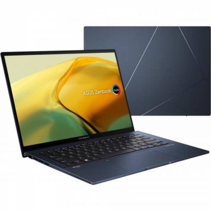 Laptop ASUS Zenbook UX3402ZA-KM048W, Intel Core i7-1260P, 14inch, RAM 16GB, SSD 512GB, Intel Iris Xe Graphics, Windows 11, Ponder Blue