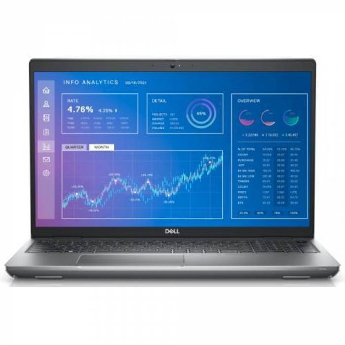 Laptop Dell Precision 3571, Intel Core i7-12700H, 15.6inch, RAM 16GB, SSD 512GB, nVidia Quadro T600 4GB, Windows 11 Pro, Grey