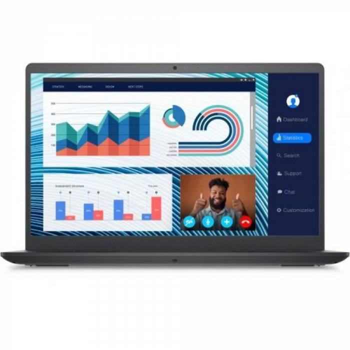 Laptop Dell Vostro 3420, Intel Core i7-1165G7, 14inch, RAM 16GB, SSD 512GB, Intel Iris Xe Graphics, Linux, Carbon Black