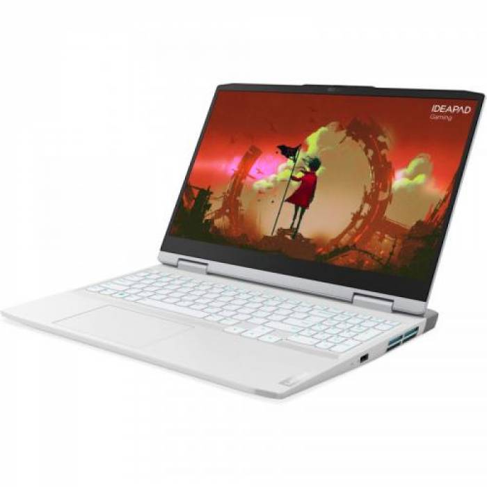 Laptop Lenovo IdeaPad Gaming 3 15ARH7, AMD Ryzen 7 6800H, 15.6inch, RAM 16GB, SSD 512GB, nVidia GeForce RTX 3050 Ti 4GB, No OS, Glacier White 