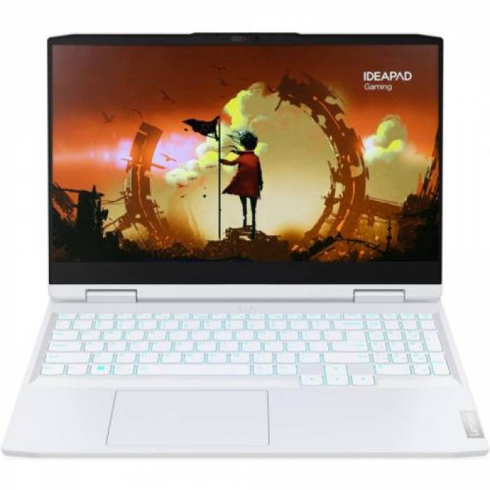 Laptop Lenovo IdeaPad Gaming 3 15ARH7, AMD Ryzen 7 6800H, 15.6inch, RAM 16GB, SSD 512GB, nVidia GeForce RTX 3050 Ti 4GB, No OS, Glacier White 