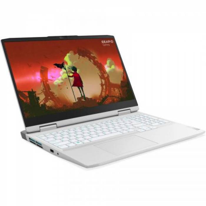 Laptop Lenovo IdeaPad Gaming 3 15ARH7, AMD Ryzen 7 6800H, 15.6inch, RAM 16GB, SSD 512GB, nVidia GeForce RTX 3050 Ti 4GB, No OS, Glacier White 